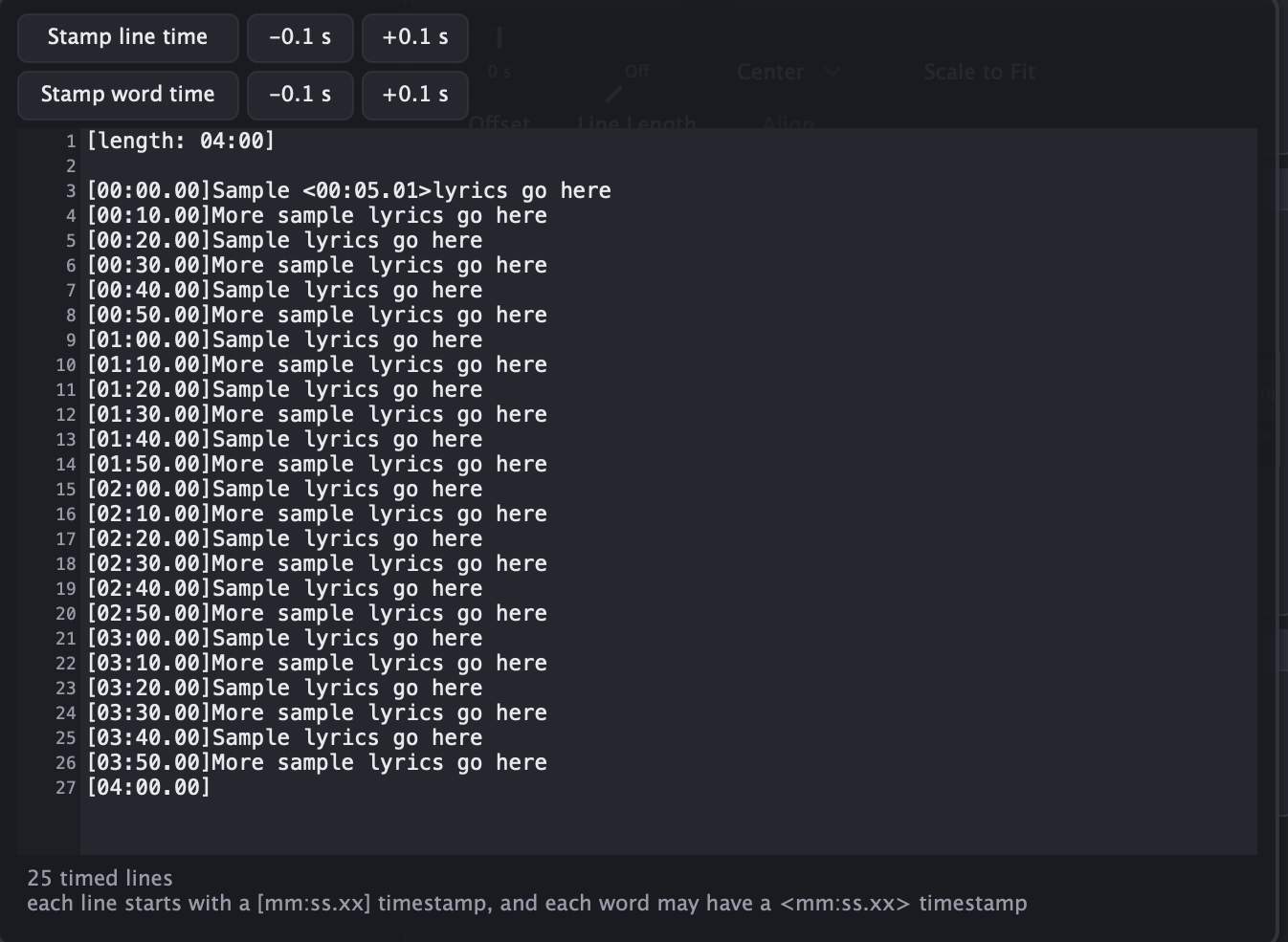 The lyrics editor