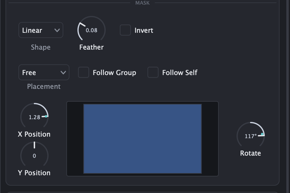 Mask controls on an effect