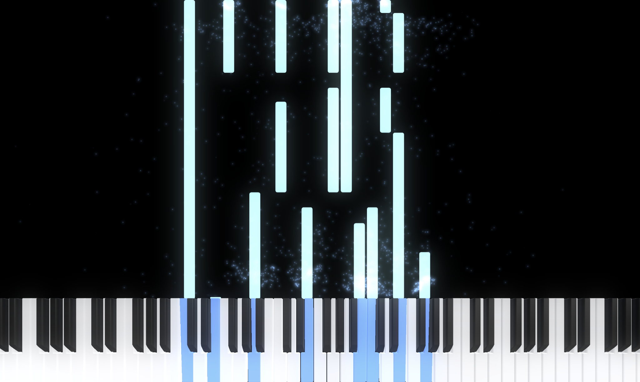 Piano, roll and particles