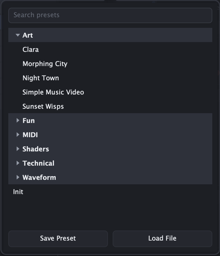 The preset browser