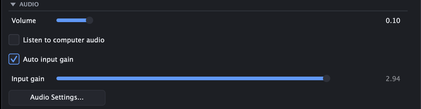 Audio settings